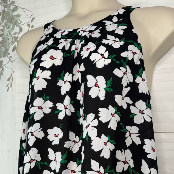 Torrid Womens Black White Floral Halter Racerback Chiffon Tank Top Sz 0 Large 12 - Picture 3 of 10